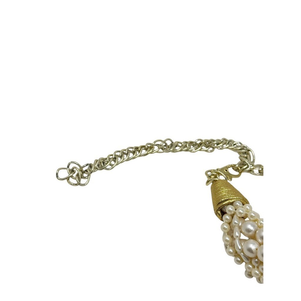 Vintage 80s Faux Pearl Cluster Net Belt Gold Tone Chain womens statement belt - Picture 6 of 9
